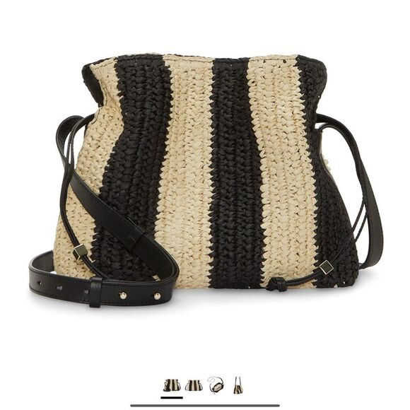 Vince Camuto Dario Crossbody color block straw w/adjustable shoulder strap NWT - Picture 1 of 9